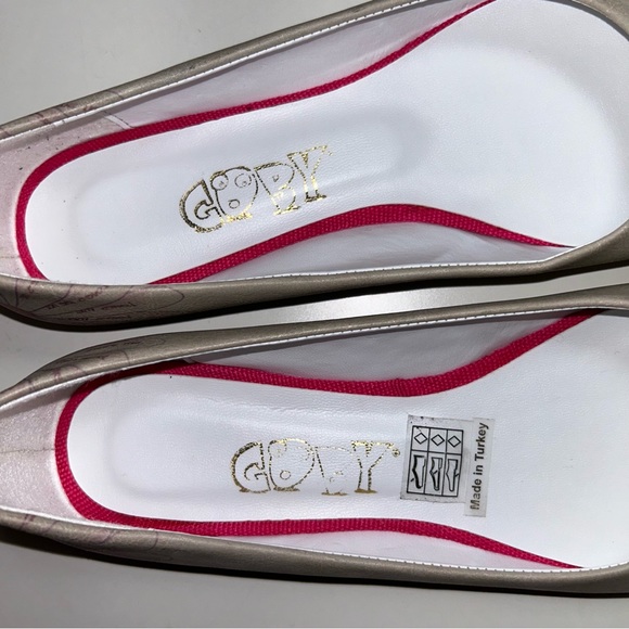 Goby Beige Pink Floral Faux Leather Slip On Ballerina Ballet Flats - Picture 9 of 12